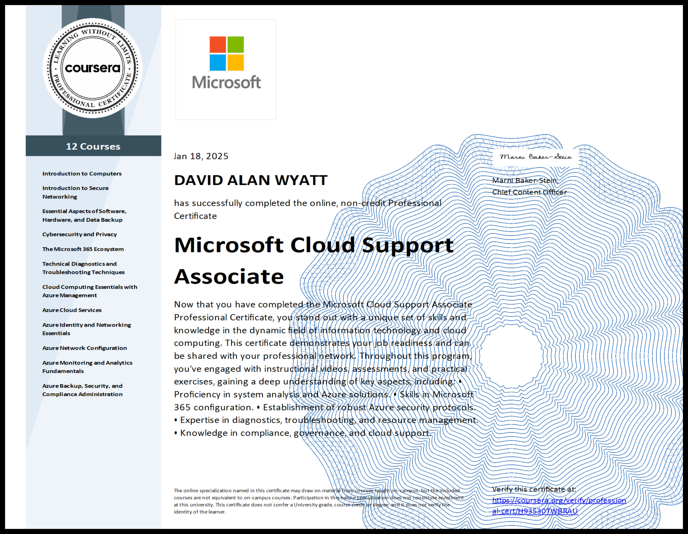 Coursera Microsoft Cloud Support Associate Certificate